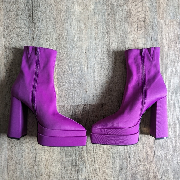 Free People X Jeffrey CampbellSatin Platform Block Heel Distortion Chelsea Boot - Picture 6 of 6